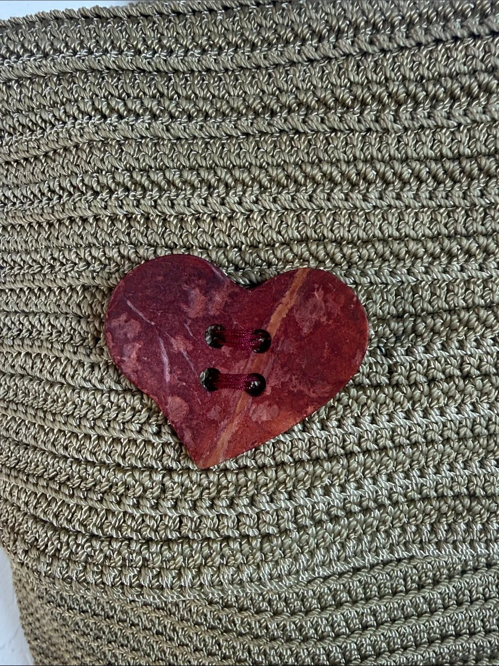 Handmade Vintage Crochet Backpack with Heart Accent